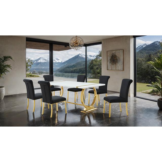  Furniture of America Holbaek FM37008GD-T-5PC-07GB 5 Pc 80" Dining Table Set IMAGE 2