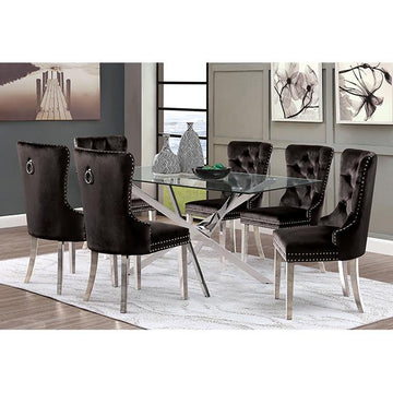  Furniture of America Silveria FM37001SV-T-7PC 7 Pc Dining Table Set IMAGE 1