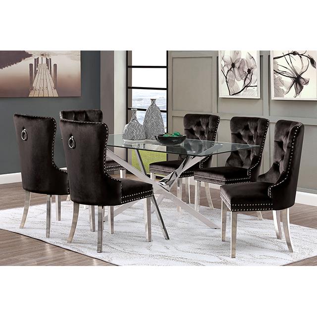  Furniture of America Silveria FM37001SV-T-7PC 7 Pc Dining Table Set IMAGE 1