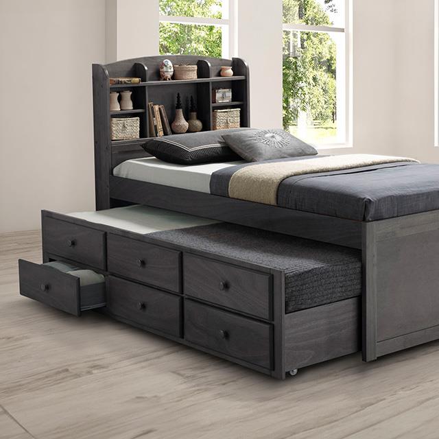  Furniture of America Troutdale FM7106GY-T-BED Captain Bed IMAGE 1