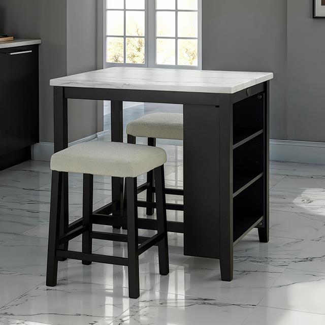  Furniture of America Chalcedony SL3401BK-PT-3PK 3 Pc Dining Table Set IMAGE 1