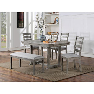  Furniture of America Laquila CM3542GY-T-6PC-BN 6 Pc Dining Table Set with Bench IMAGE 1