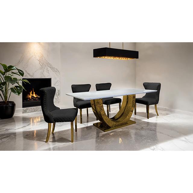  Furniture of America Portanova FM33015BK-SC-2PK Set Of 2 Gold Chair IMAGE 2