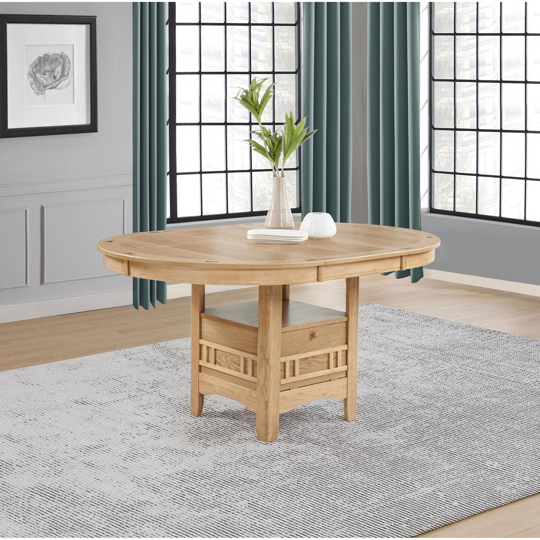  Coaster Furniture Lavon 106620 Oval 60-inch Wood Extension Leaf Dining Table - Light Oak IMAGE 1