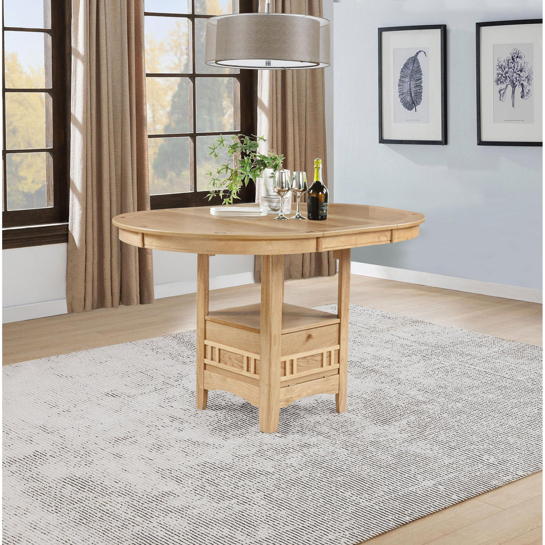  Coaster Furniture Lavon 106628 Oval 60-inch Counter Height Extension Dining Table - Light Oak IMAGE 1