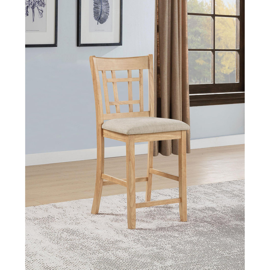  Coaster Furniture Lavon 106629 Set of 2 Wood Counter Height Dining Chair - Linen/Light Oak IMAGE 1