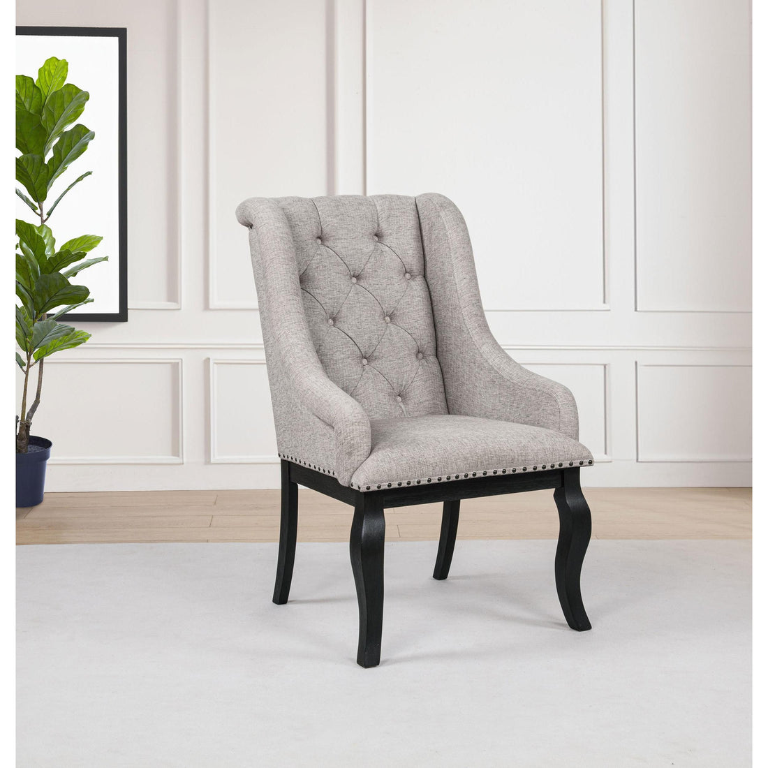  Coaster Furniture Phelps 121233 Set of 2 Upholstered Dining Arm Chair - Tan Distressed Noir IMAGE 1