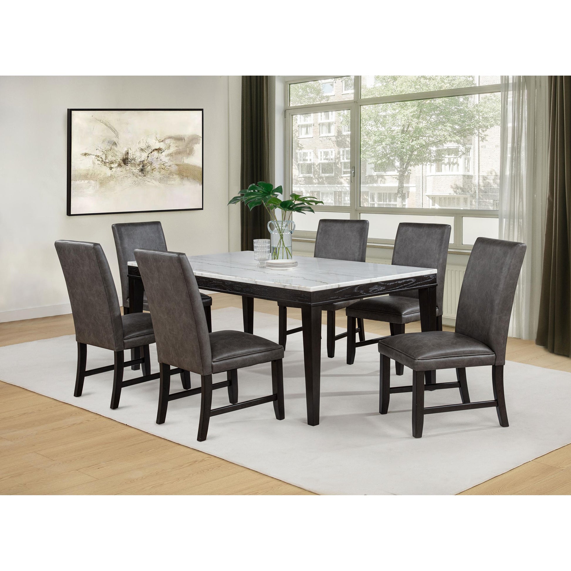  Coaster Furniture Averill 121291 72-inch Rectangular White Marble Top Dining Table - Coffee Bean IMAGE 12