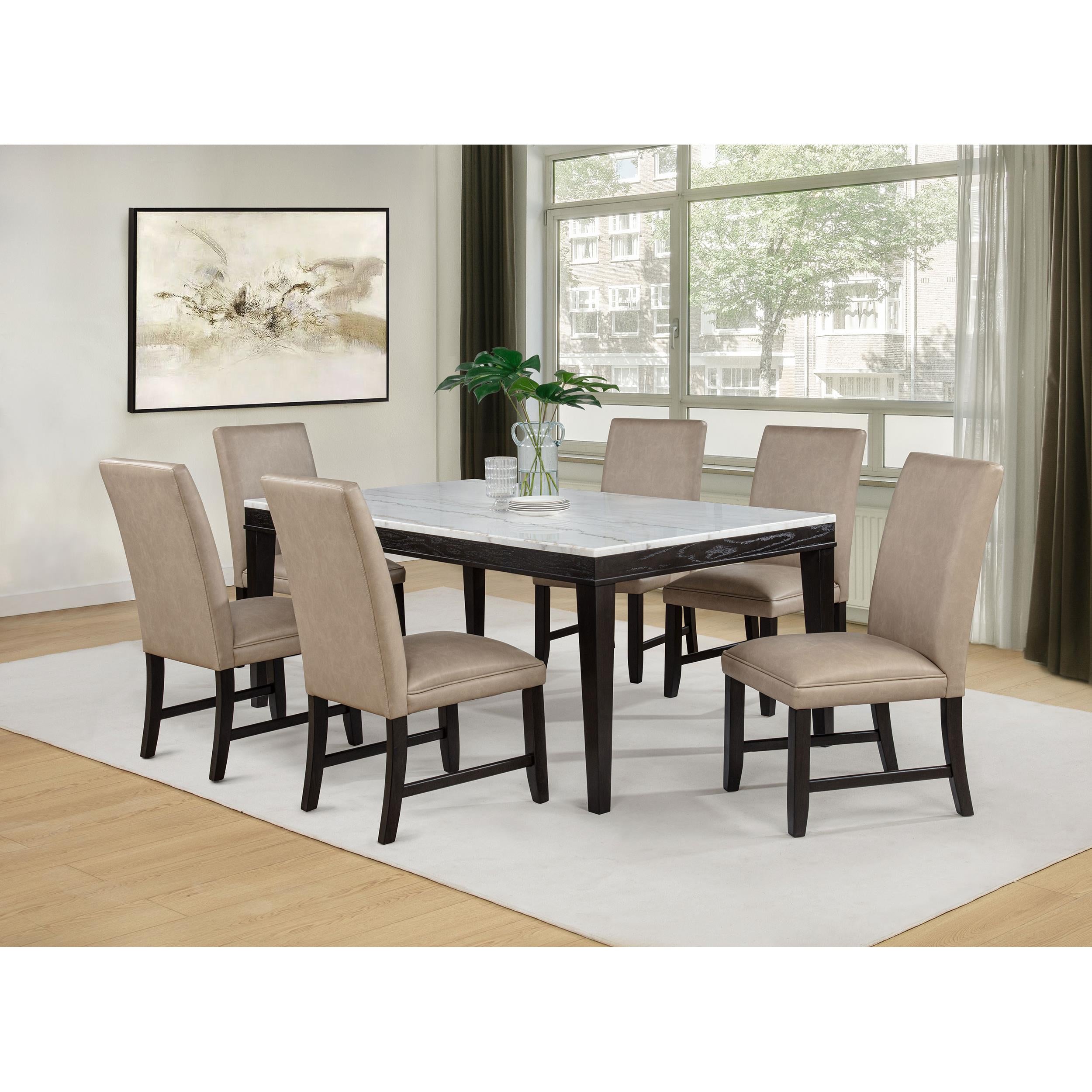  Coaster Furniture Averill 121291 72-inch Rectangular White Marble Top Dining Table - Coffee Bean IMAGE 13