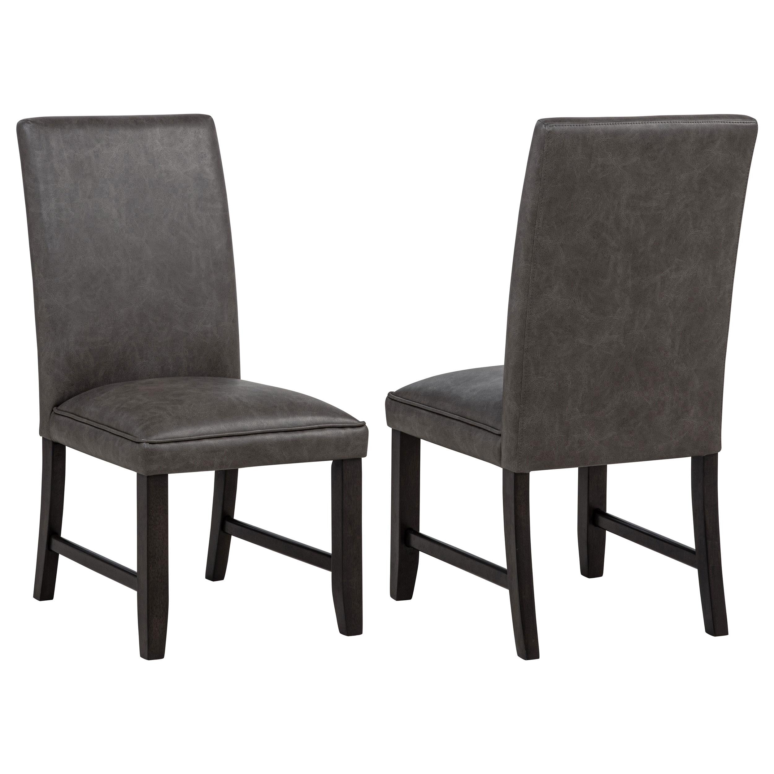  Coaster Furniture Averill 121292GRY Set of 2 Faux Leather Upholstered Dining Side Chair - Dark Grey IMAGE 1