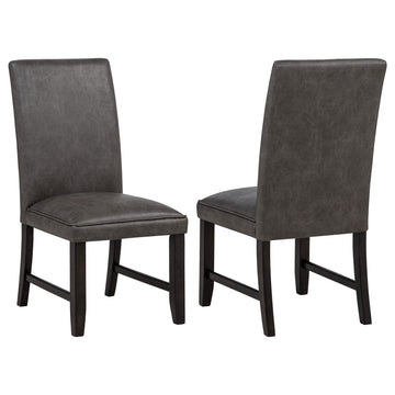  Coaster Furniture Averill 121292GRY Set of 2 Faux Leather Upholstered Dining Side Chair - Dark Grey IMAGE 1