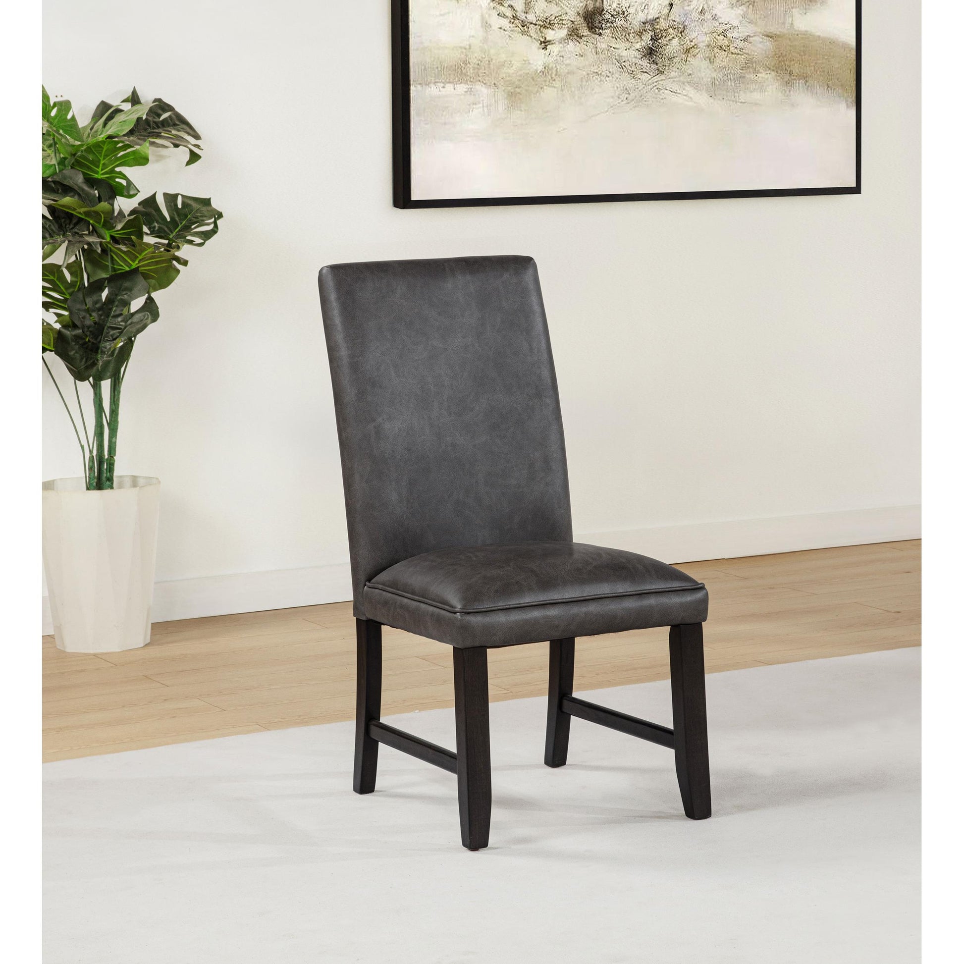  Coaster Furniture Averill 121292GRY Set of 2 Faux Leather Upholstered Dining Side Chair - Dark Grey IMAGE 4