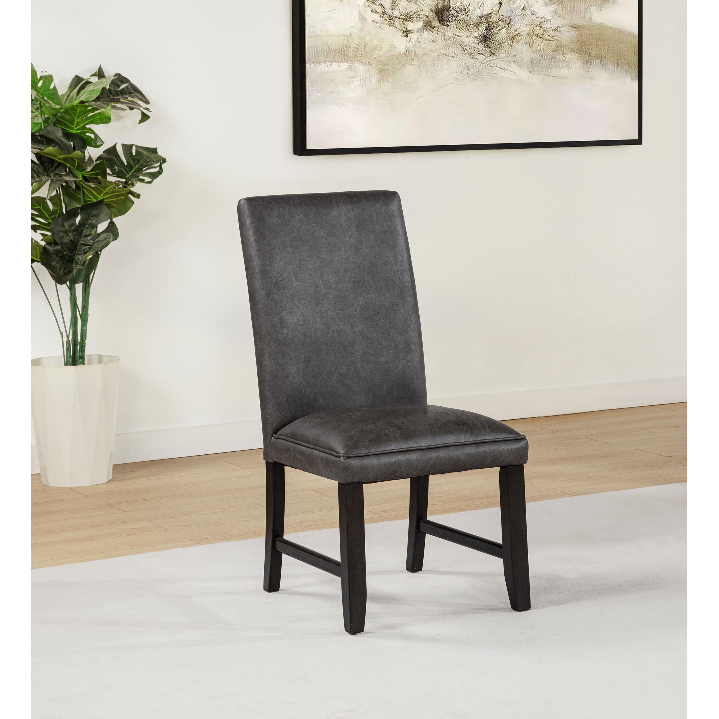  Coaster Furniture Averill 121292GRY Set of 2 Faux Leather Upholstered Dining Side Chair - Dark Grey IMAGE 4