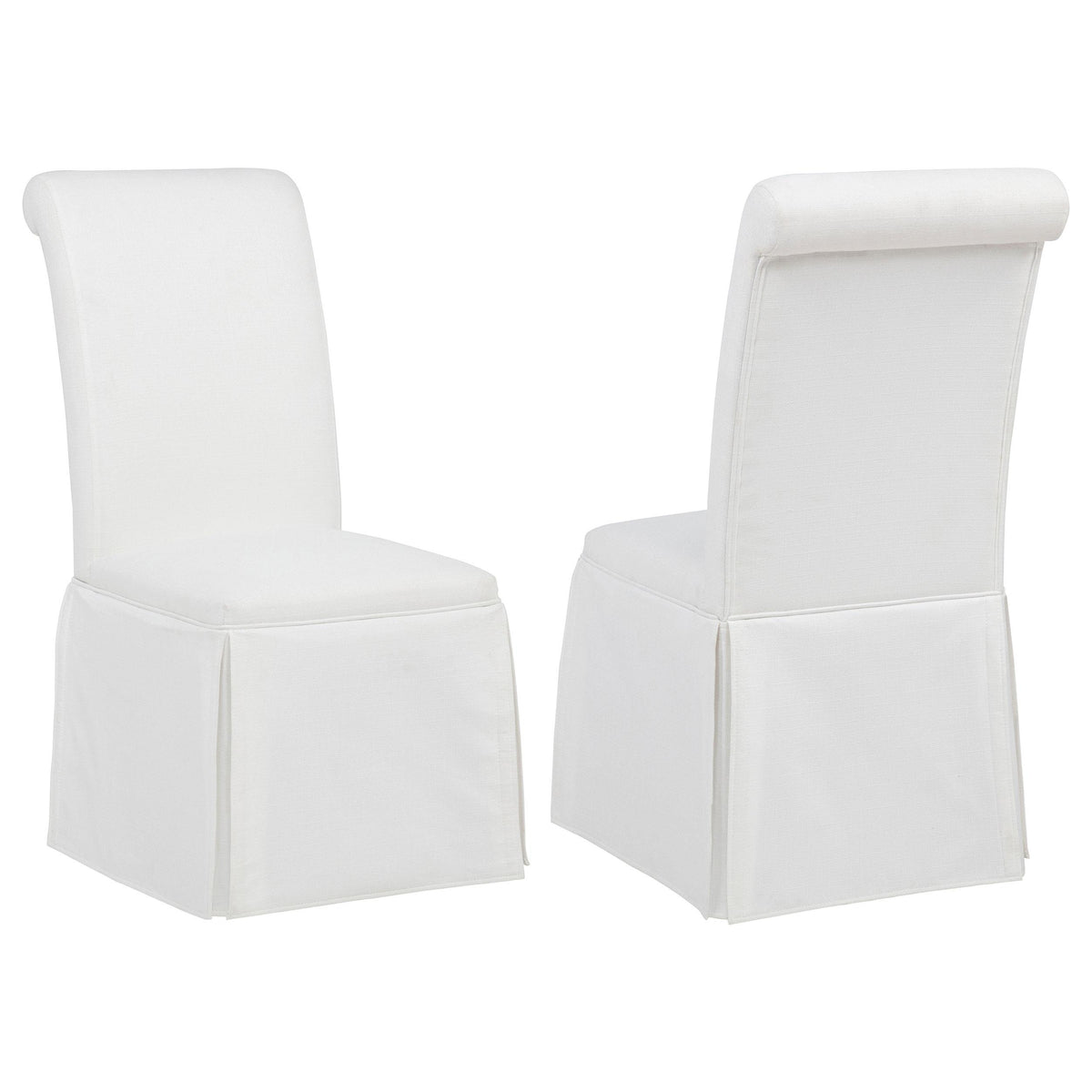  Coaster Furniture Shawna 193912WHT Set of 2 Upholstered Skirted Side Chair - White IMAGE 1
