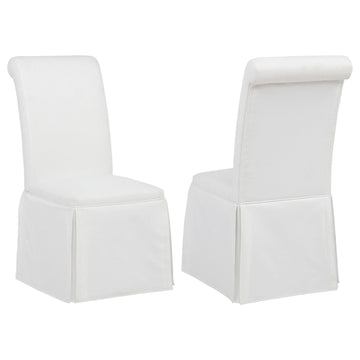  Coaster Furniture Shawna 193912WHT Set of 2 Upholstered Skirted Side Chair - White IMAGE 1