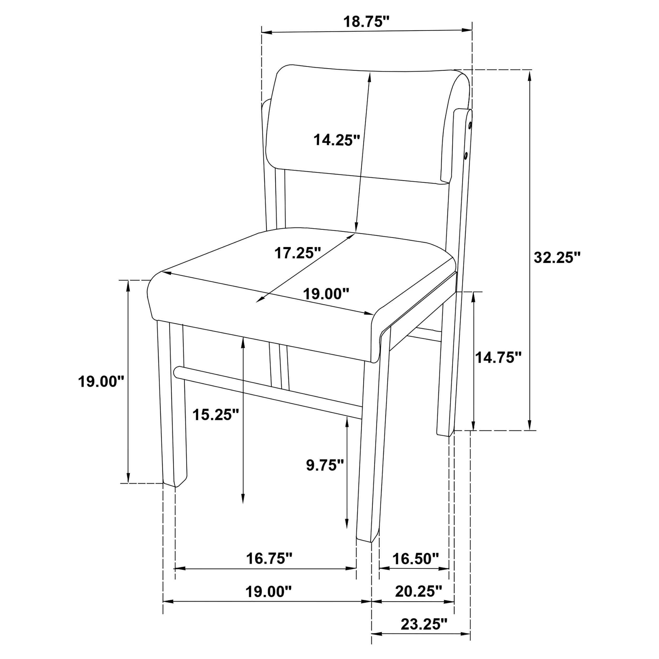  Coaster Furniture Kehoe 193922WAL Set of 2 Upholstered Dining Side Chair - Black/Walnut IMAGE 13