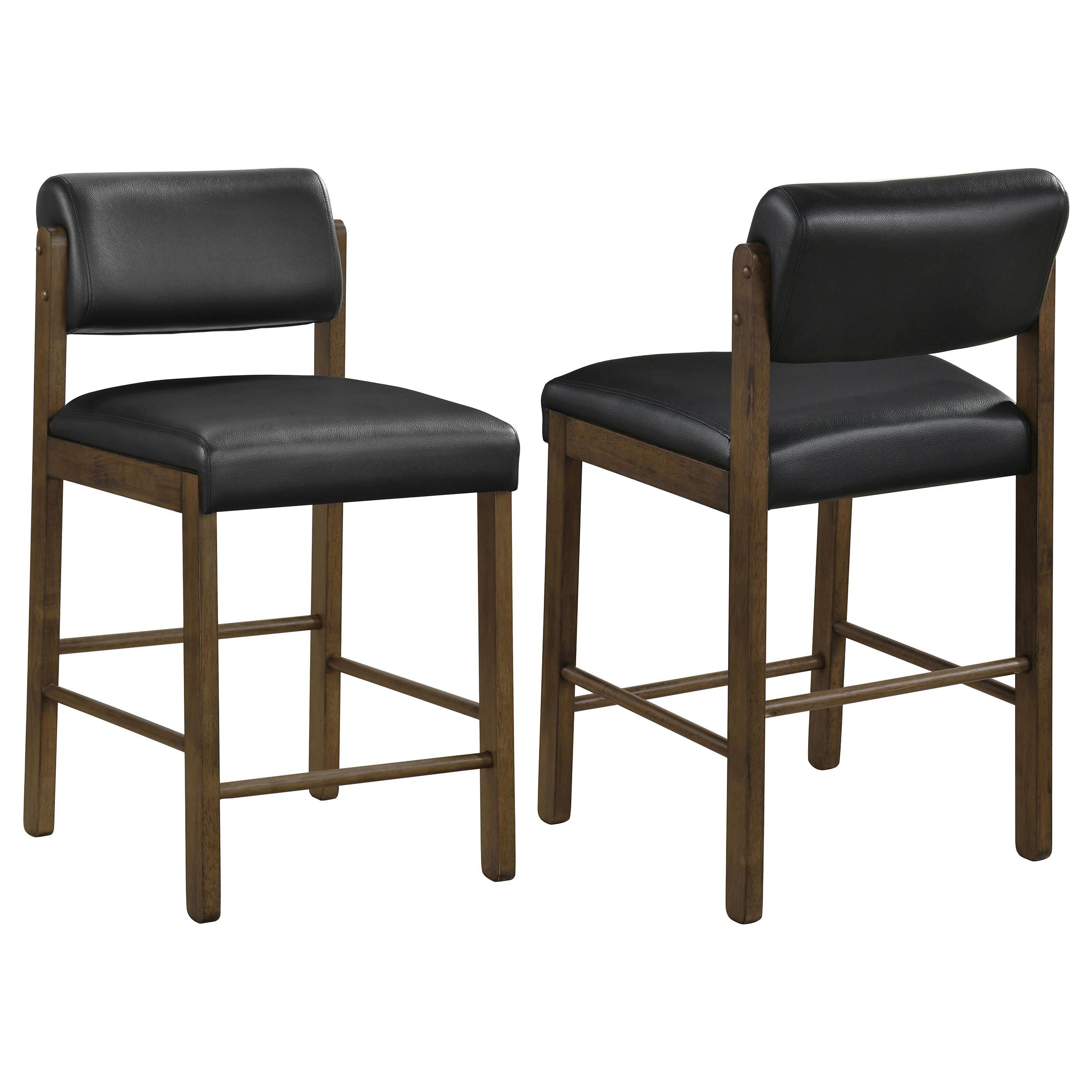  Coaster Furniture Kehoe 193929WAL Set of 2 Upholstered Counter Height Chair - Black/Walnut IMAGE 1