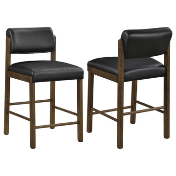  Coaster Furniture Kehoe 193929WAL Set of 2 Upholstered Counter Height Chair - Black/Walnut IMAGE 1