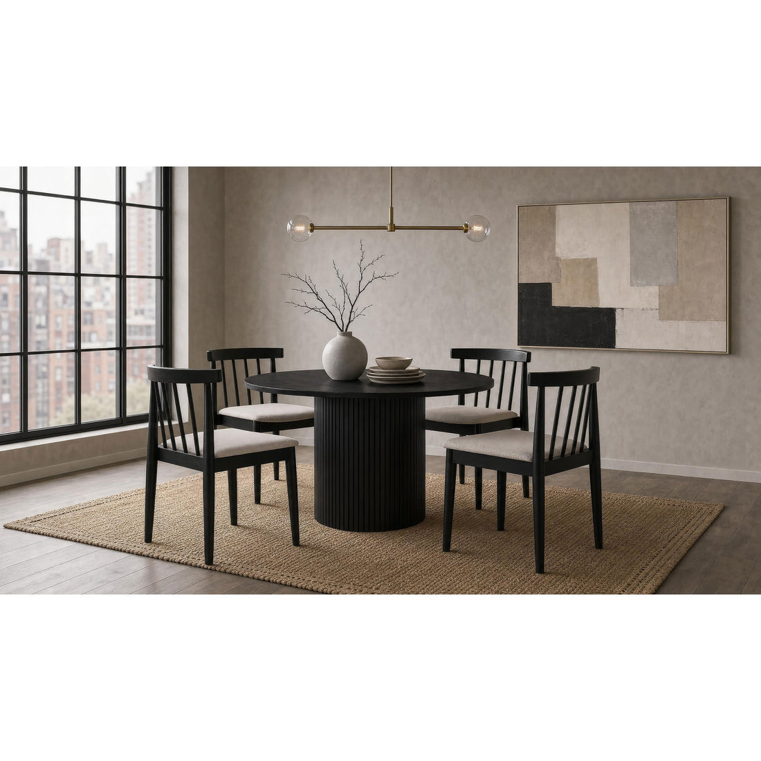  Coaster Furniture Hamlyn 193930BLK 47-inch Round Wood Dining Room Table - Black IMAGE 1
