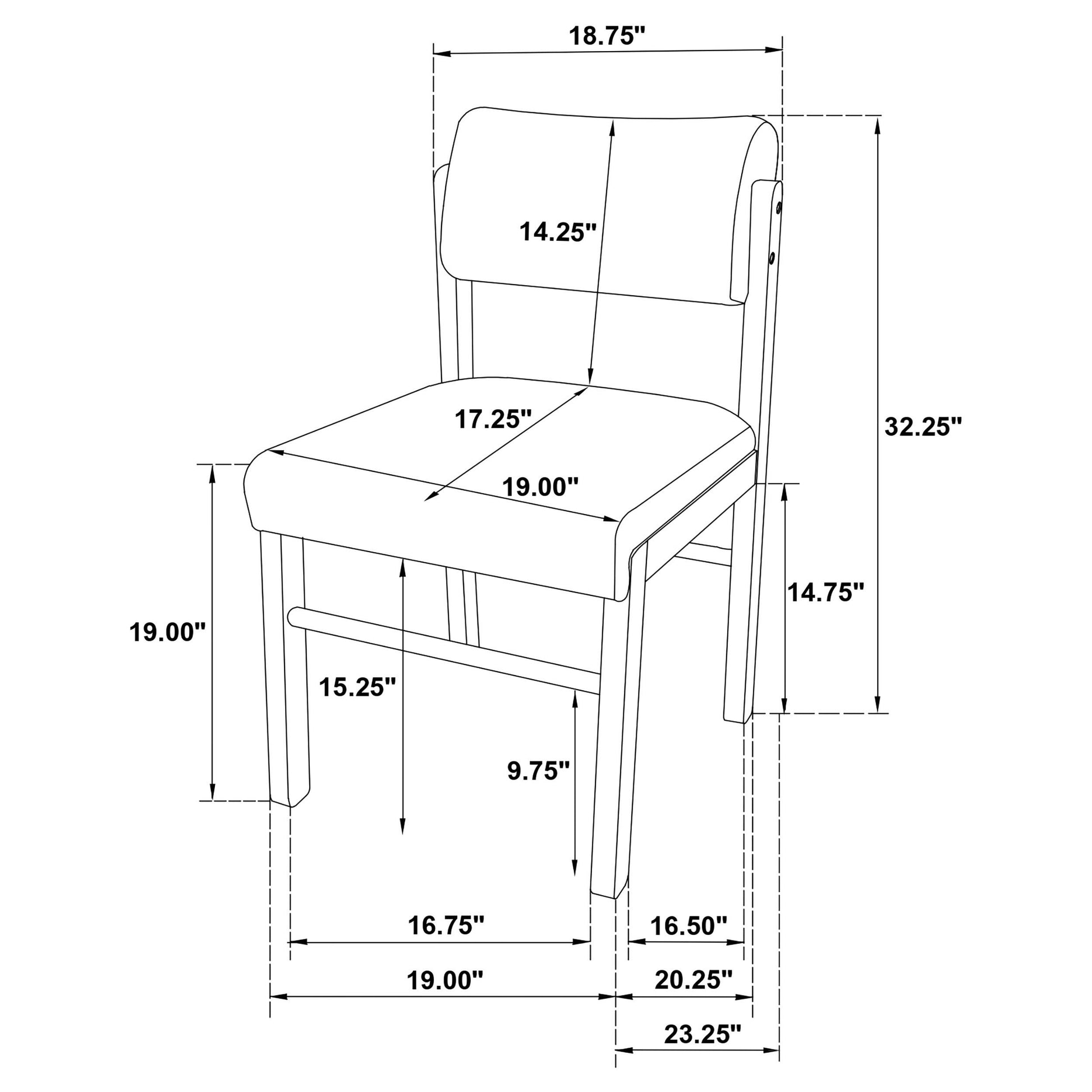  Coaster Furniture Kehoe 193932WAL Set of 2 Upholstered Dining Side Chair - Cream/Walnut IMAGE 13