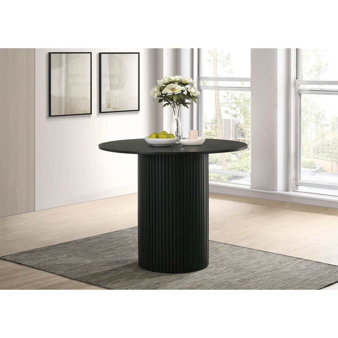  Coaster Furniture Hamlyn 193938BLK 43-inch Round Wood Counter Height Dining Table - Black IMAGE 1