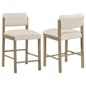  Coaster Furniture Kehoe 193939NAT Set of 2 Upholstered Counter Height Chair - Cream/Natural Oak IMAGE 1