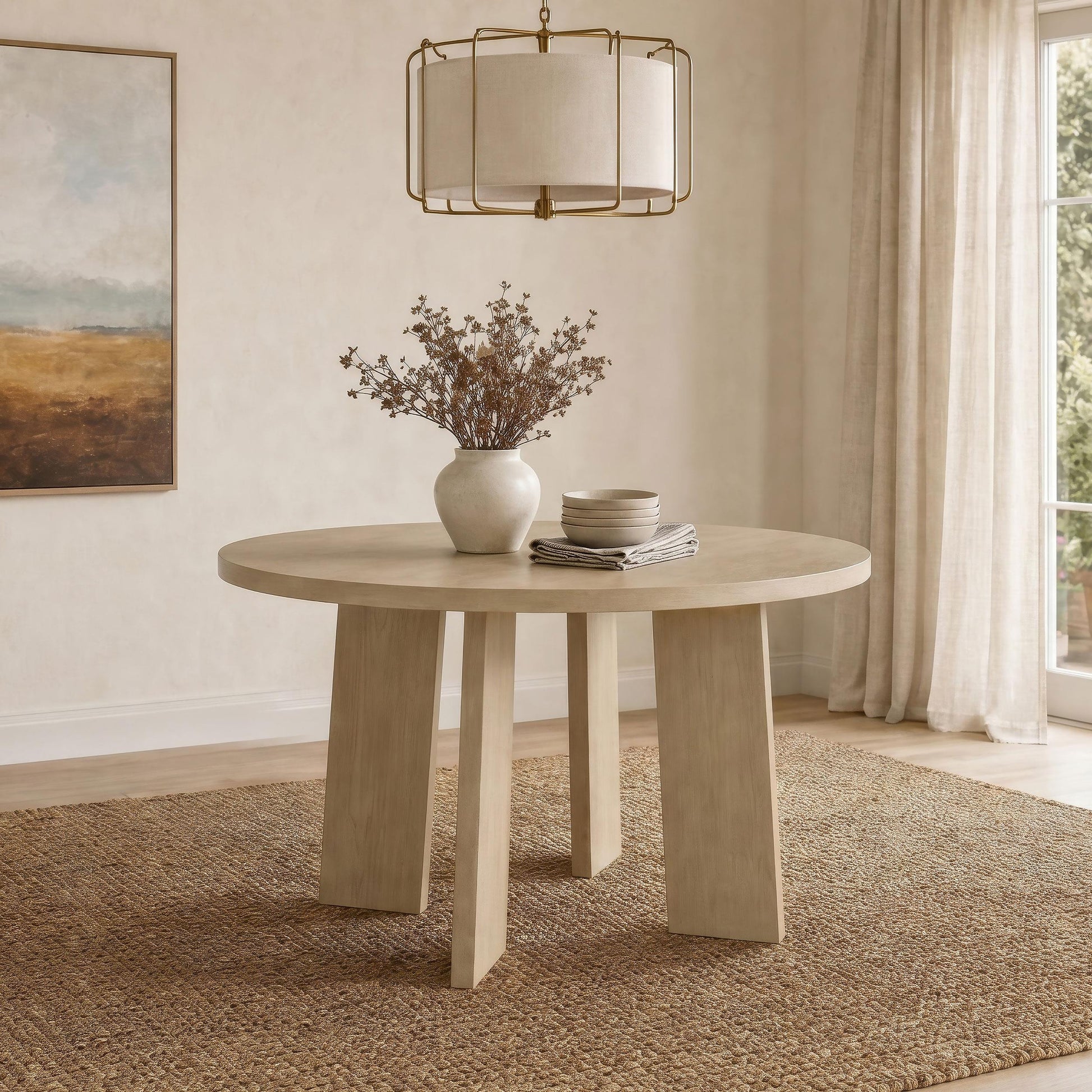  Coaster Furniture Strouse 193940NAT 47-inch Round Wood Dining Room Table - Natural Oak IMAGE 5