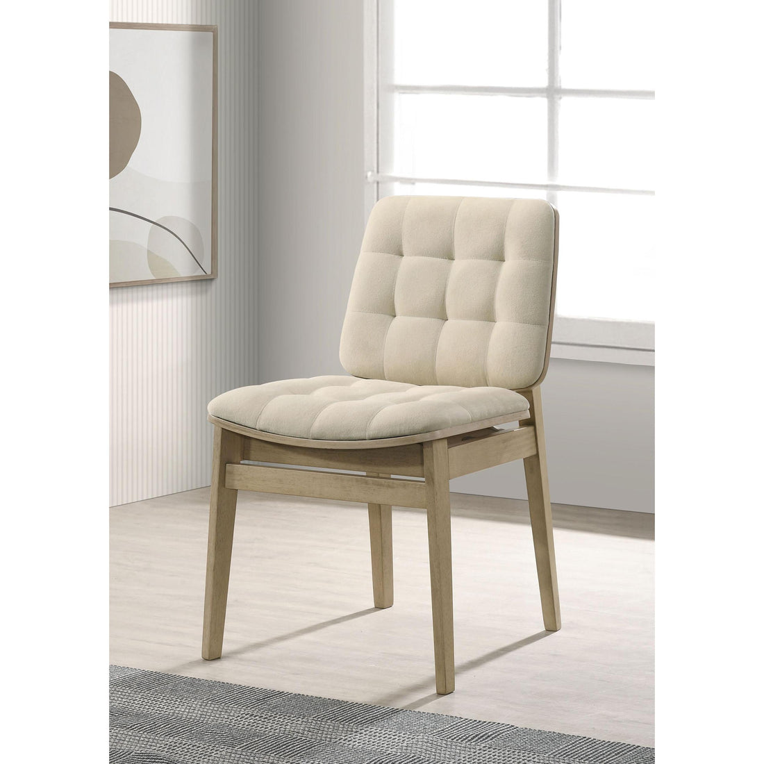  Coaster Furniture Redbridge 193952NAT Set of 2 Velvet Upholstered Side Chair - Cream/Natural Oak IMAGE 1