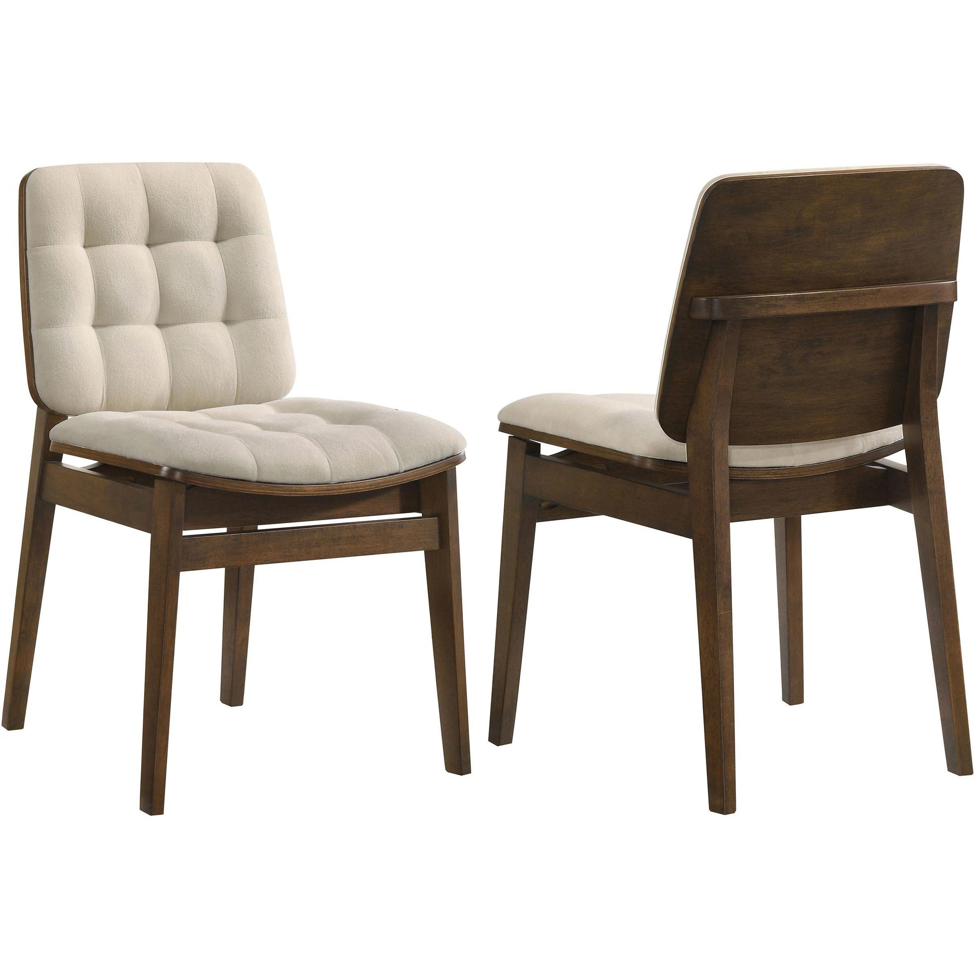  Coaster Furniture Redbridge 193952WAL Set of 2 Velvet Upholstered Side Chair - Cream/Walnut IMAGE 1
