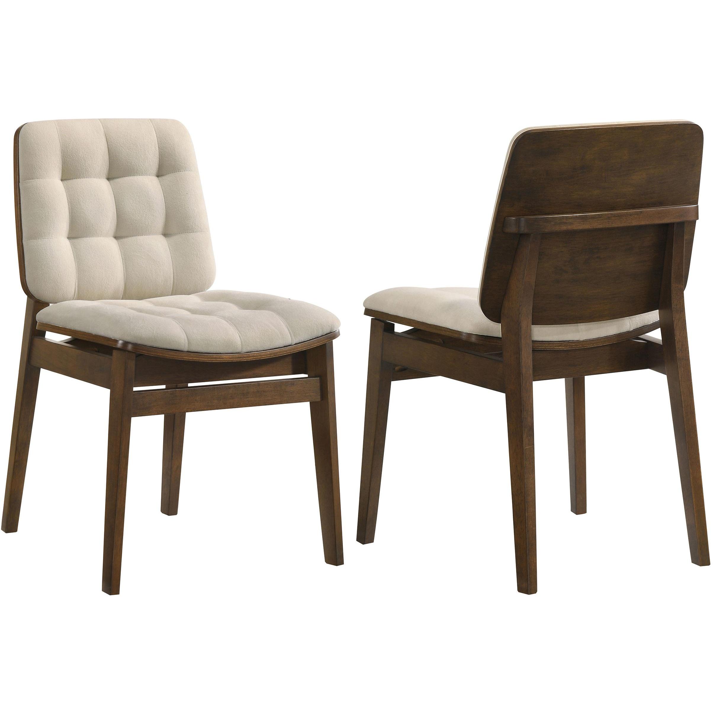  Coaster Furniture Redbridge 193952WAL Set of 2 Velvet Upholstered Side Chair - Cream/Walnut IMAGE 1