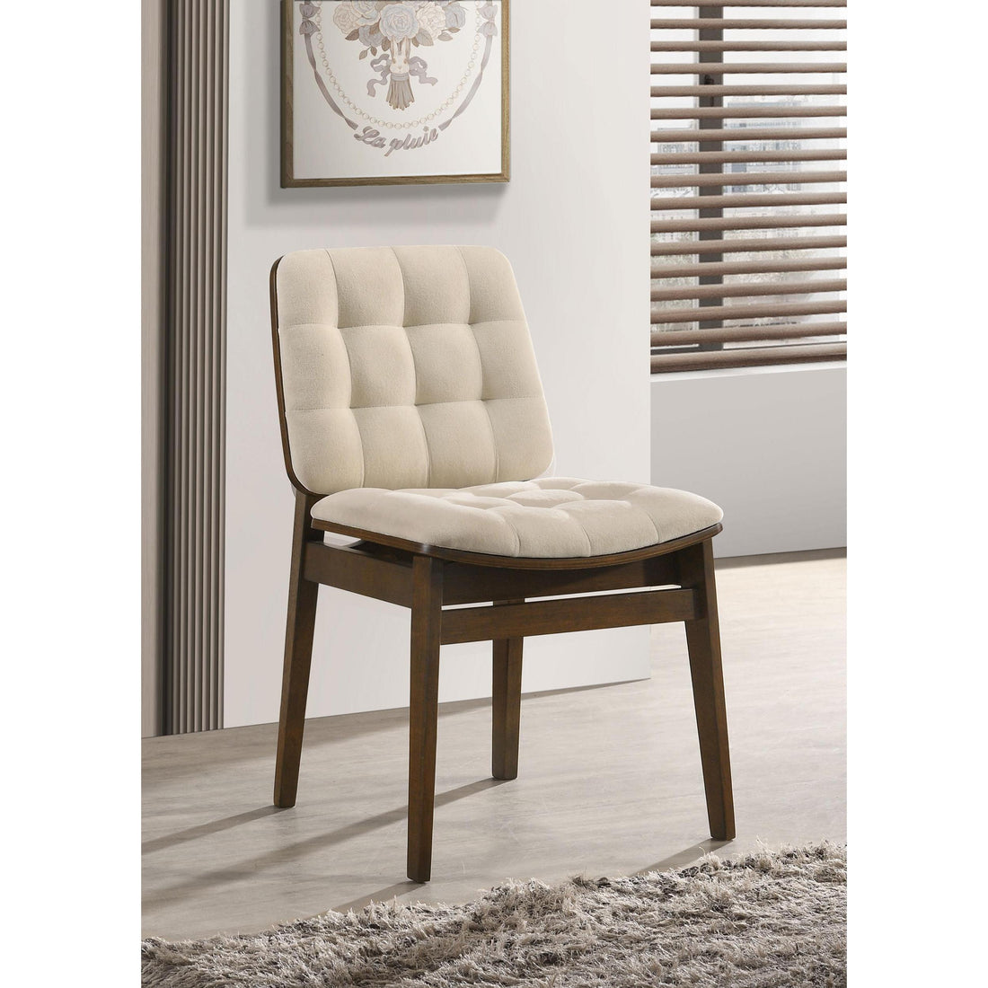  Coaster Furniture Redbridge 193952WAL Set of 2 Velvet Upholstered Side Chair - Cream/Walnut IMAGE 1