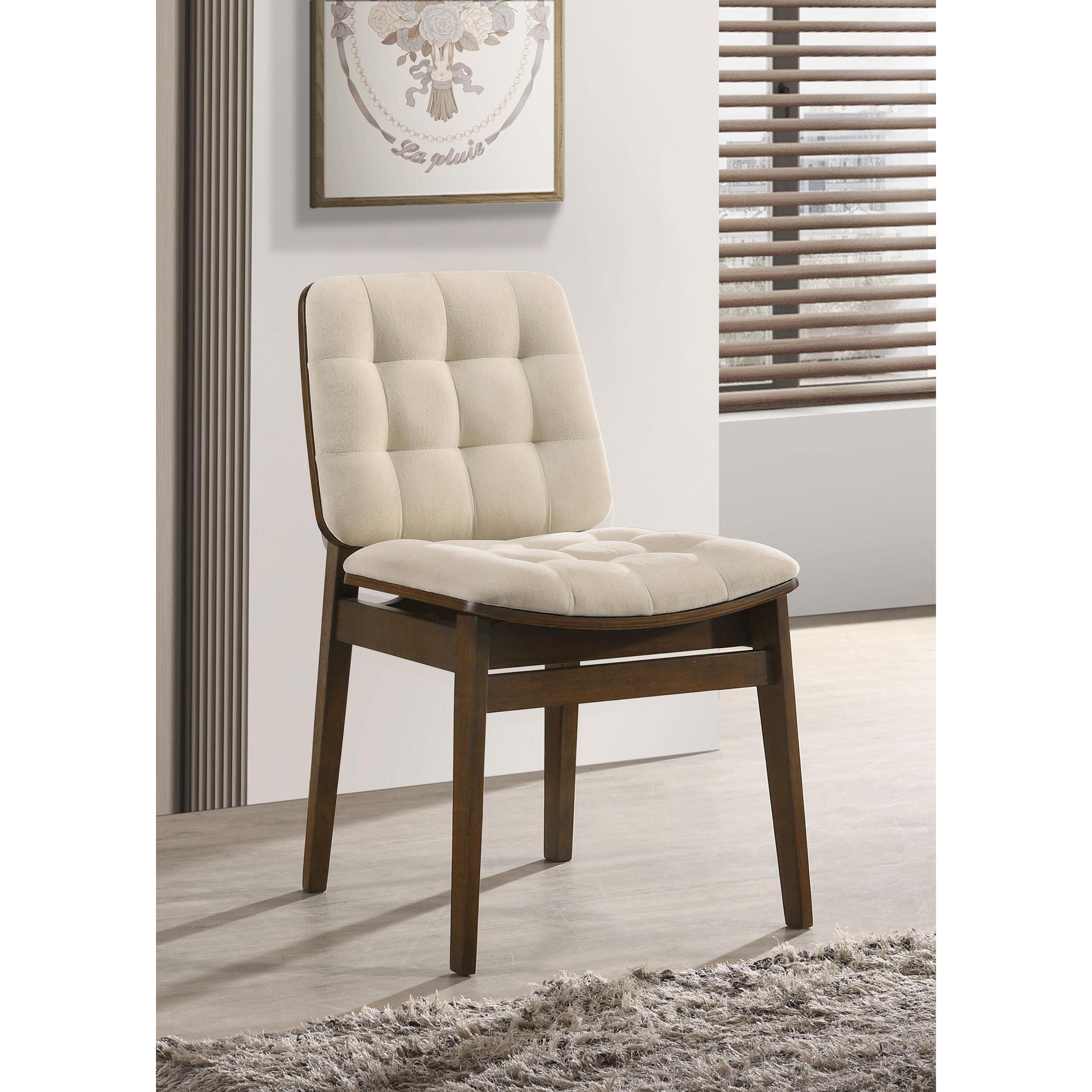  Coaster Furniture Redbridge 193952WAL Set of 2 Velvet Upholstered Side Chair - Cream/Walnut IMAGE 2