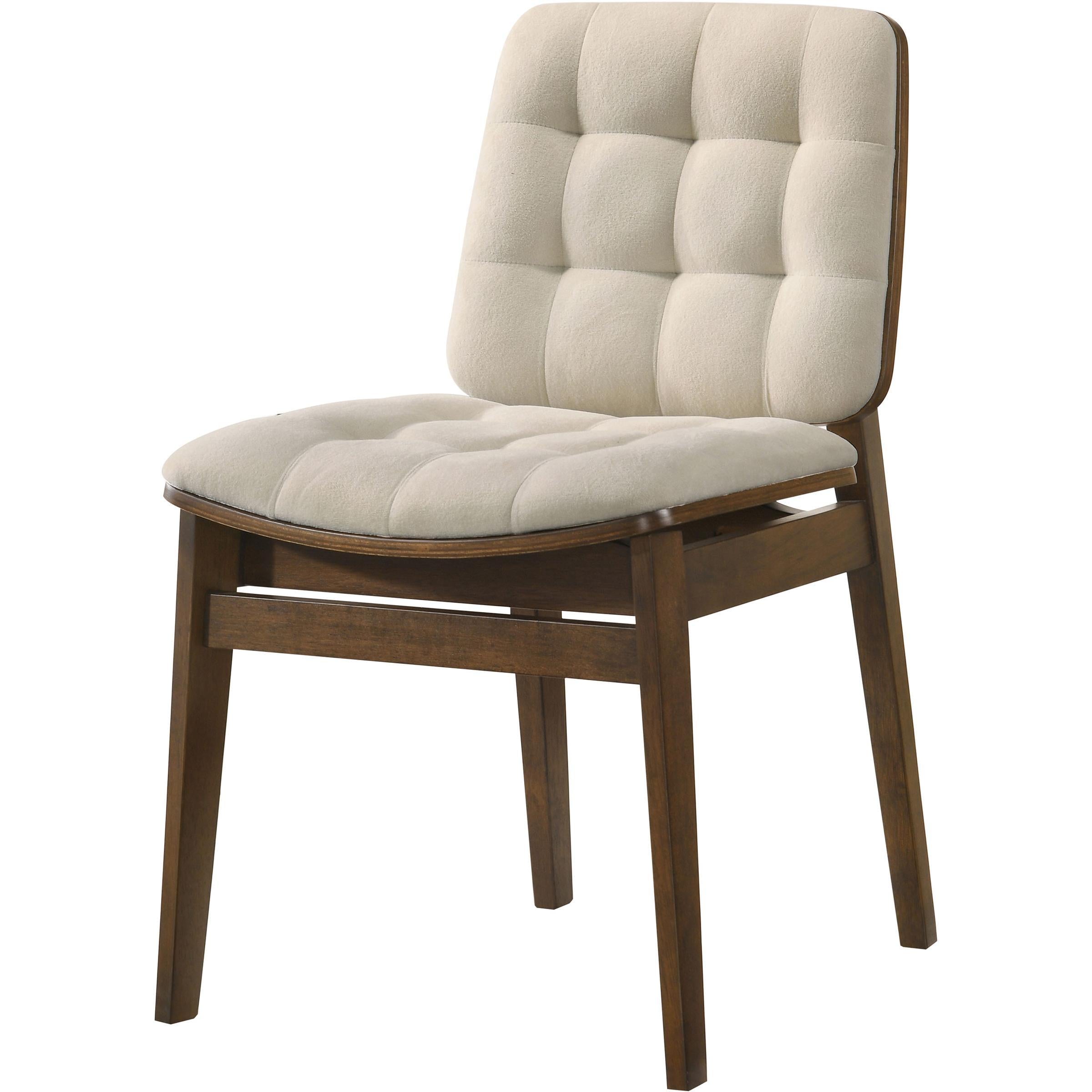 Coaster Furniture Redbridge 193952WAL Set of 2 Velvet Upholstered Side Chair - Cream/Walnut IMAGE 4