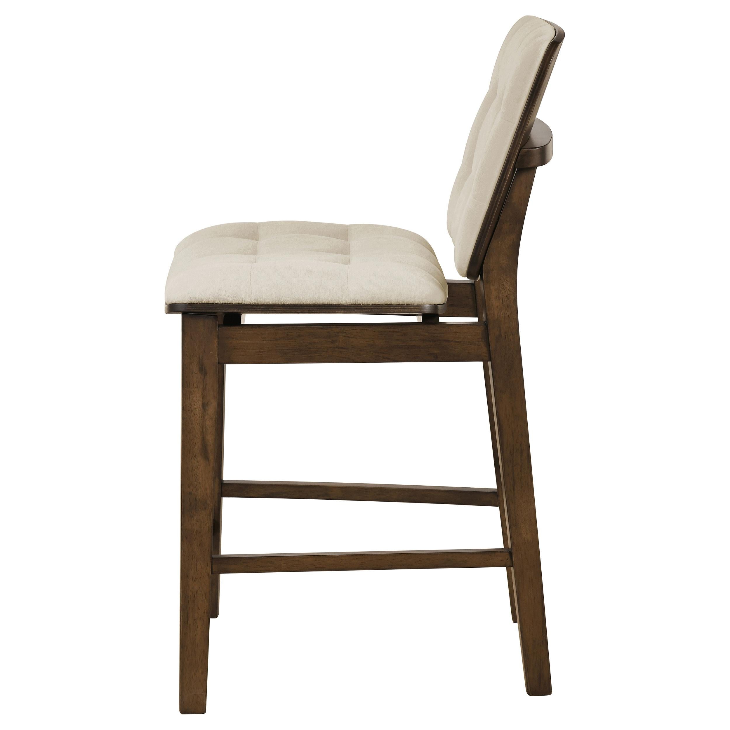  Coaster Furniture Redbridge 193959WAL Set of 2 Velvet Upholstered Counter Chair - Cream/Walnut IMAGE 2
