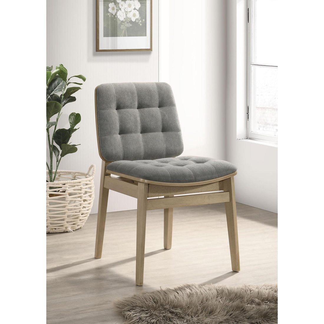 Coaster Furniture Redbridge 193962NAT Set of 2 Velvet Upholstered Side Chair - Grey/Natural Oak IMAGE 1