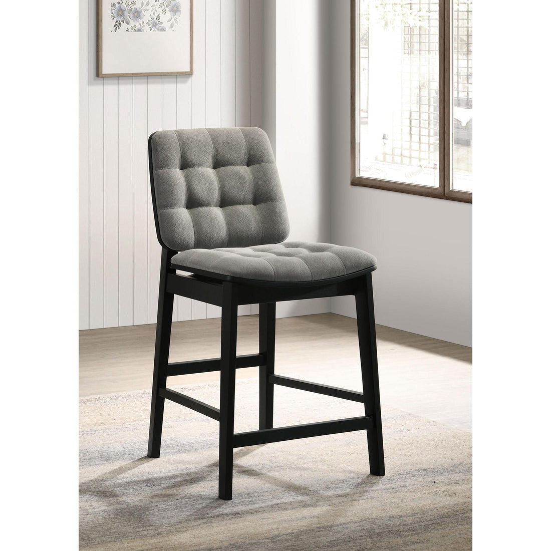  Coaster Furniture Redbridge 193969BLK Set of 2 Velvet Upholstered Counter Chair - Grey/Black IMAGE 1
