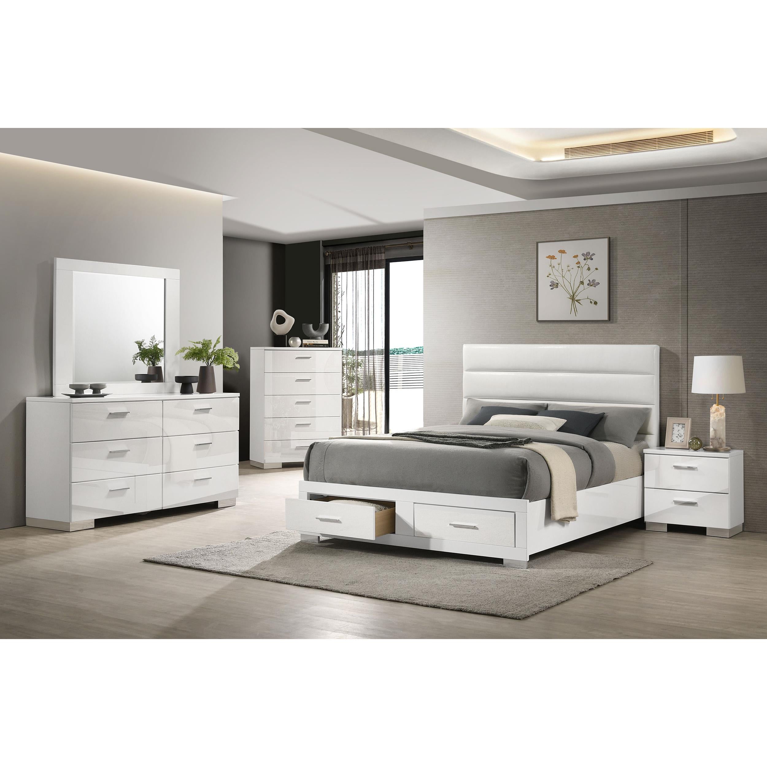  Coaster Furniture Felicity 203510KE Eastern King Storage Bed - White High Gloss IMAGE 10