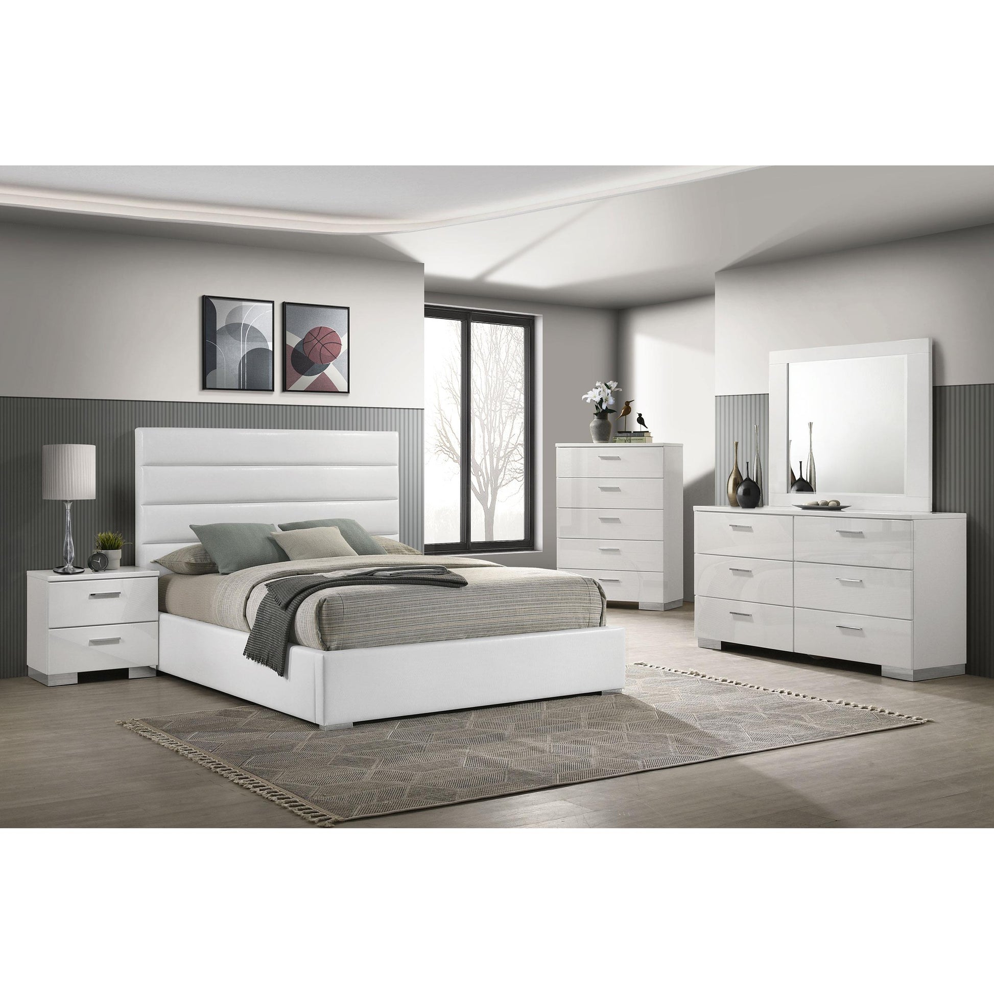  Coaster Furniture Felicity 203511Q 53-inch Upholstered Queen Platform Bed - White IMAGE 10