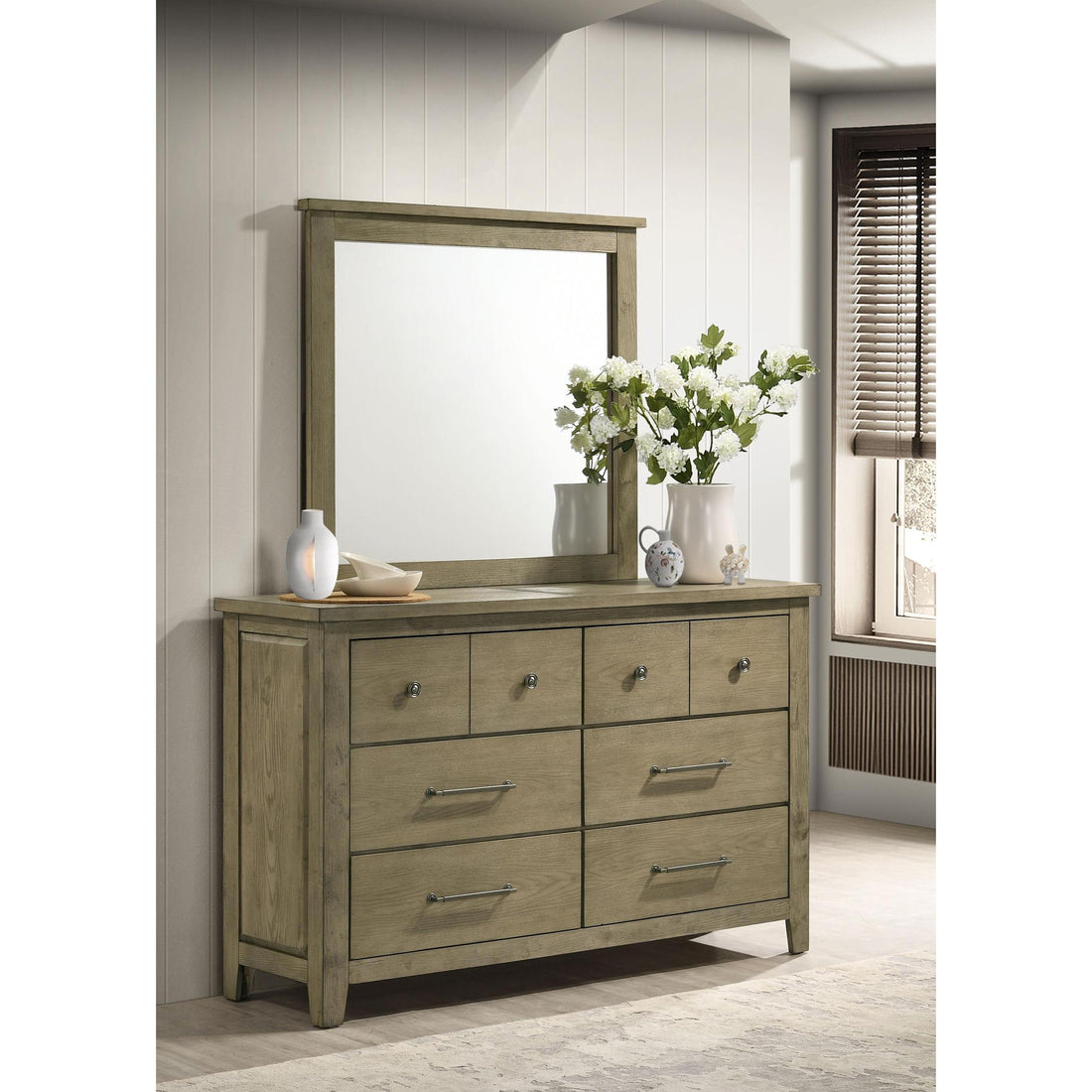  Coaster Furniture Hazlewood 207533M 6-drawer Bedroom Dresser with Mirror - Vineyard Oak IMAGE 1