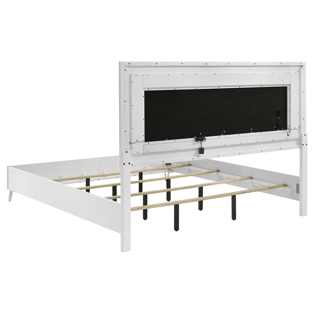  Coaster Furniture Cassia 215791KE Eastern King LED Panel Bed - White High Gloss IMAGE 1