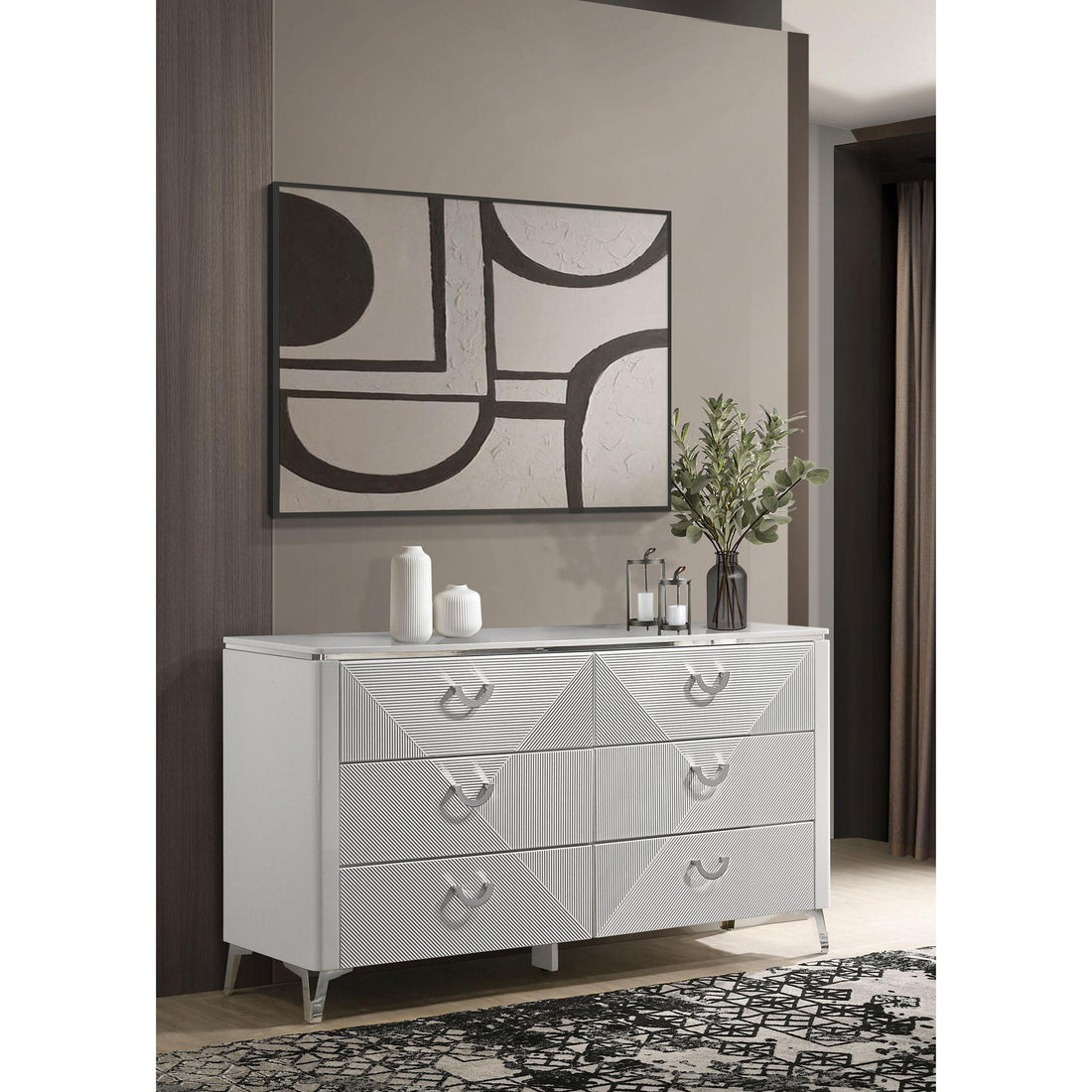  Coaster Furniture Cassia 215793 6-drawer Bedroom Dresser Cabinet - White High Gloss IMAGE 1