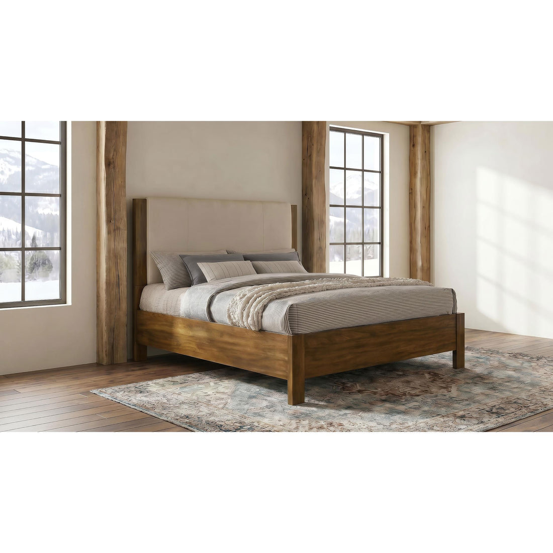  Coaster Furniture Adderley 215851Q Queen Wood Panel Bed   - Cream/Warm Brown IMAGE 1