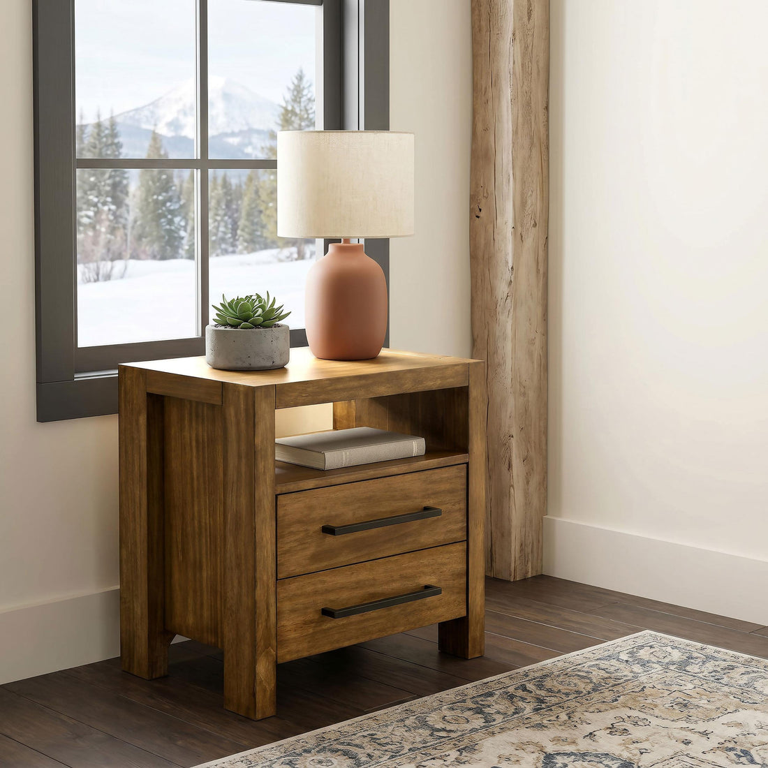  Coaster Furniture Adderley 215852 2-drawer Nightstand Bedside Table - Warm Brown IMAGE 1