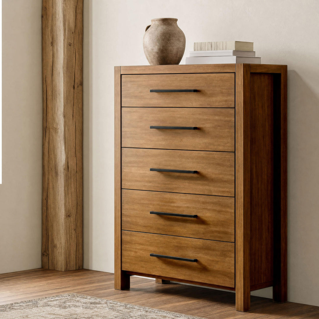  Coaster Furniture Adderley 215855 5-drawer Bedroom Chest - Warm Brown IMAGE 1