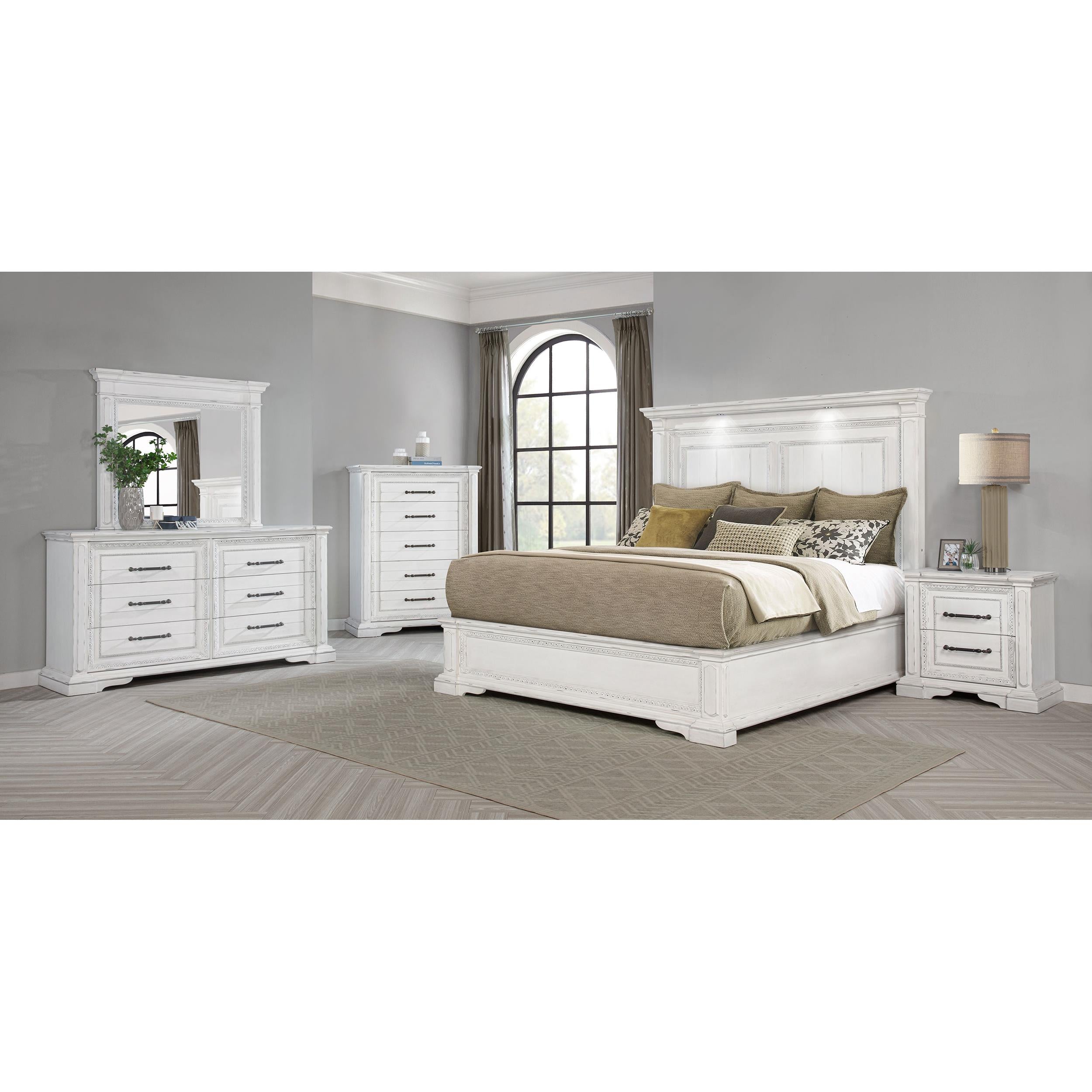  Coaster Furniture McKinney 215871KE Eastern King LED Light Panel Bed - Vintage White IMAGE 10