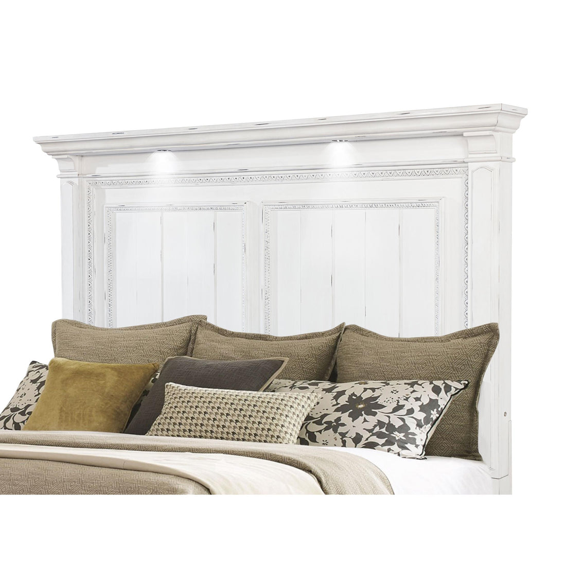 Coaster Furniture McKinney 215871Q Queen LED Light Panel Bed - Vintage White IMAGE 1