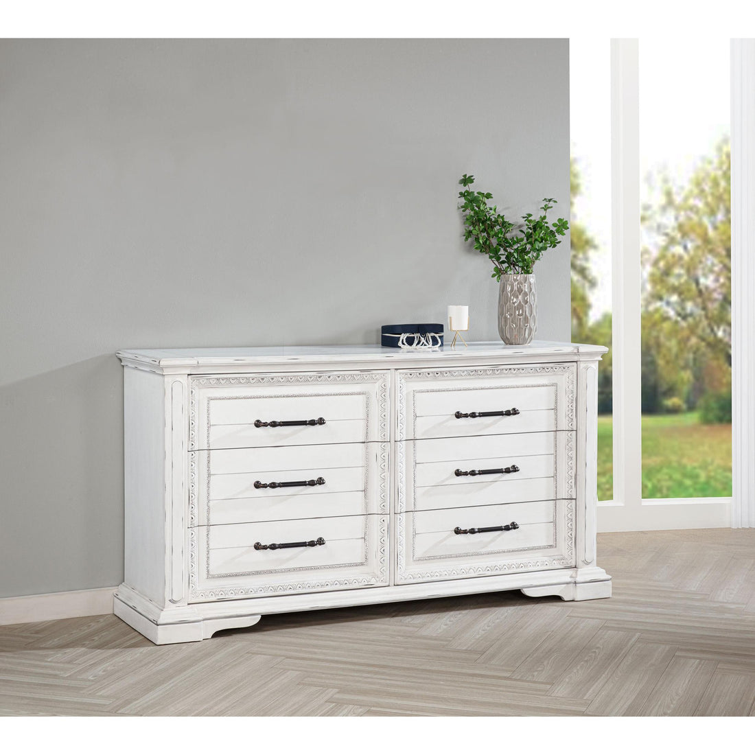  Coaster Furniture McKinney 215873 6-drawer Bedroom Dresser Cabinet - Vintage White IMAGE 1