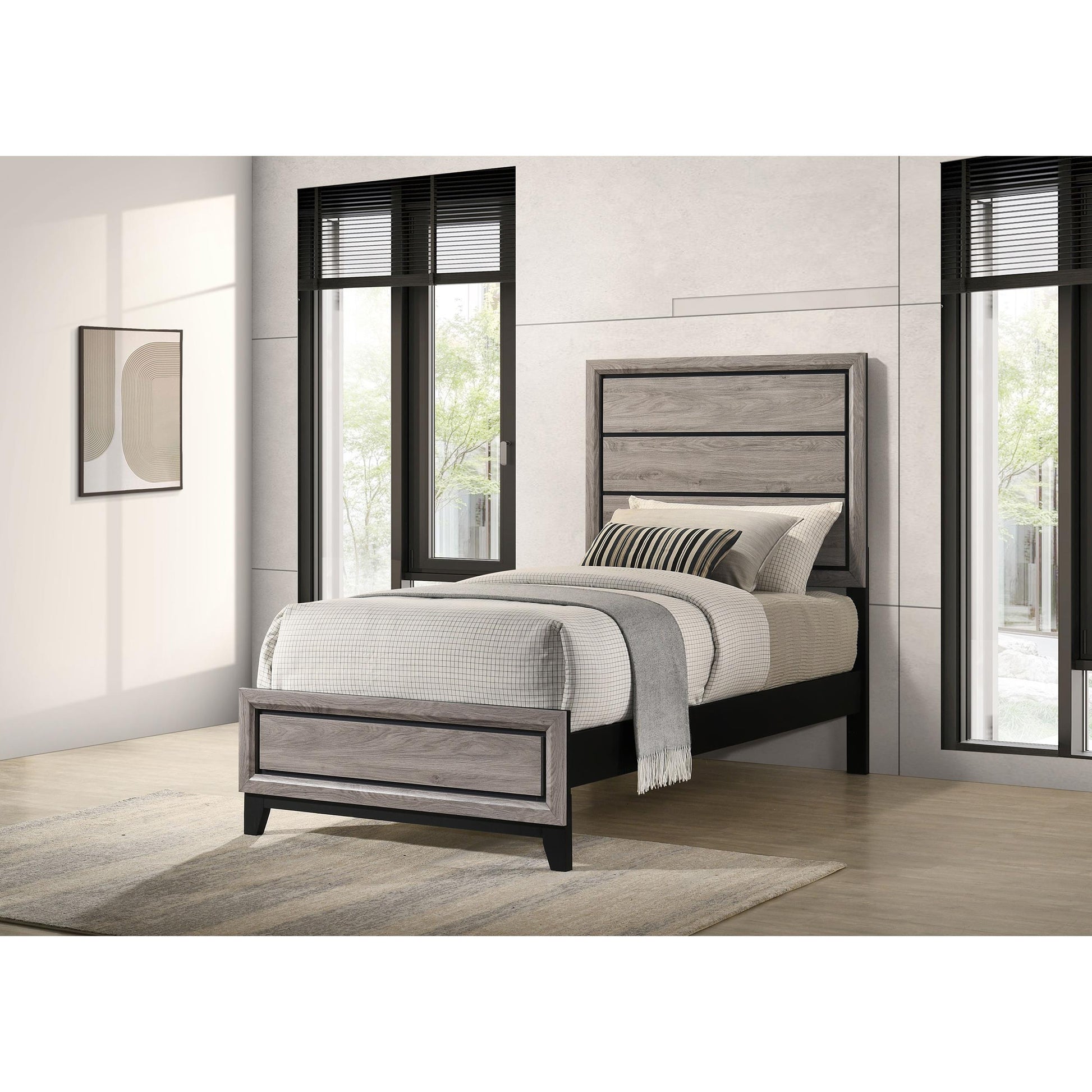  Coaster Furniture Valen 215911T Wood Twin Panel Bed - Light Taupe IMAGE 3