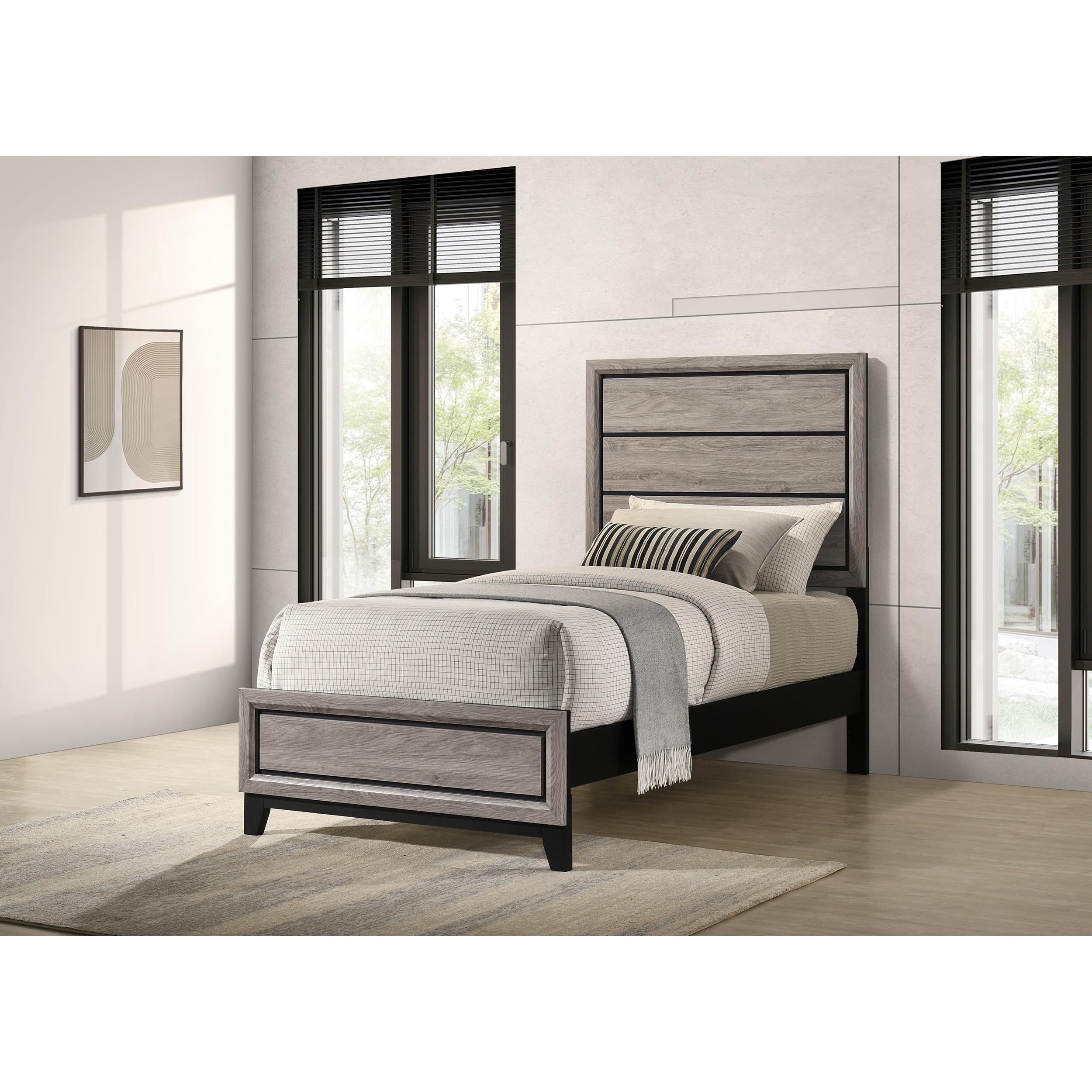  Coaster Furniture Valen 215911T Wood Twin Panel Bed - Light Taupe IMAGE 3