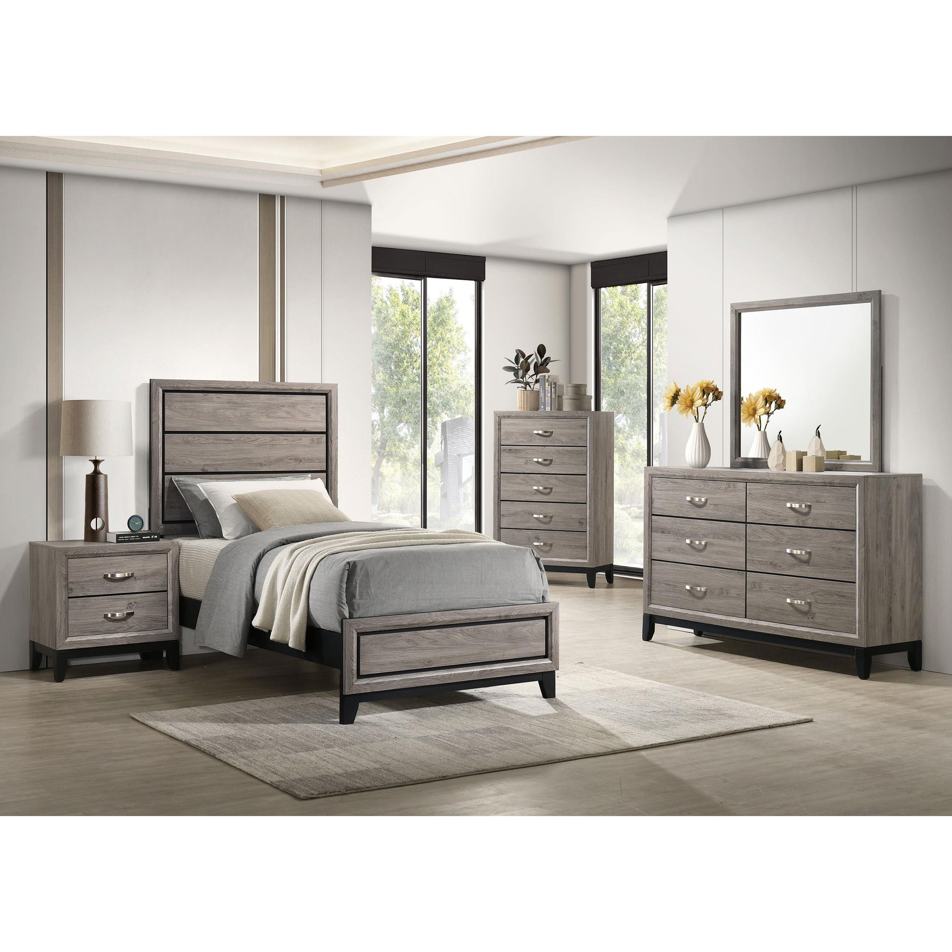  Coaster Furniture Valen 215911T Wood Twin Panel Bed - Light Taupe IMAGE 7